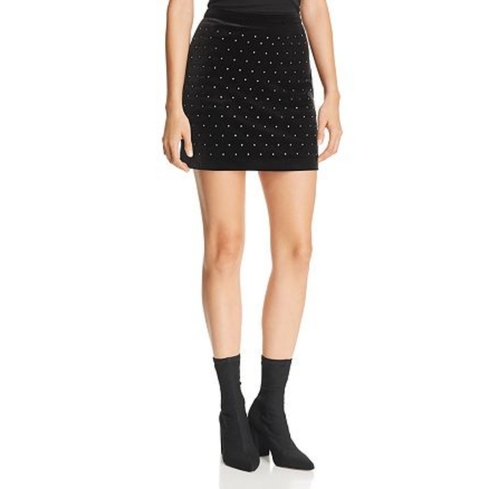 Rebecca Minkoff Black Betsy Studded Velvet Skirt
